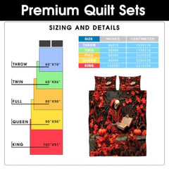 Personalized Witch Quilt Set, Autumn Forest Bedding with Beautiful Witch Design, Lightweight Bedspread for Halloween & Fall Bedroom Decor (#02)