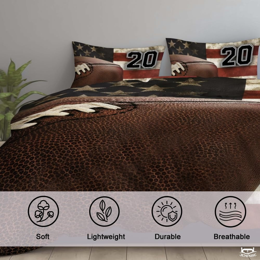 Custom Sports and Patriotism Football on American Flag Background Comforter
