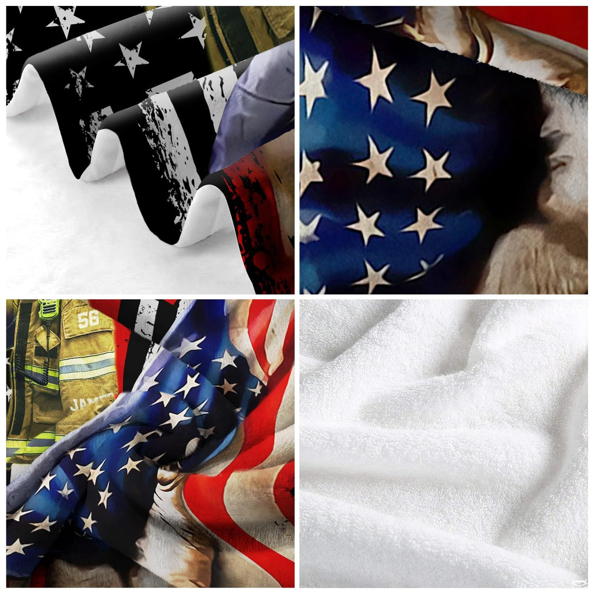 American flag bed sheets styling with dramatic first responder tribute graphics.