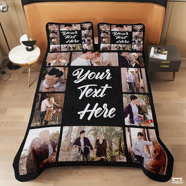 Custom Photo Quilt with Bicycle and Flowers