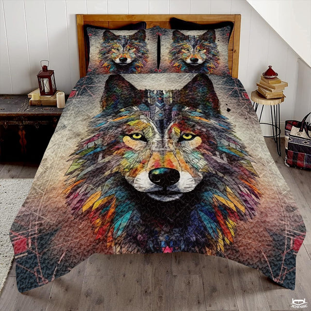 Custom Wildlife Wolf Head Close Up Portrait Comforter