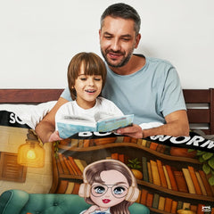 Personalized Cozy Room Sophia Bookworm Reading Girl Blanket - Book