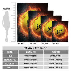 Softball flame graphic illustration blanket styled in living room