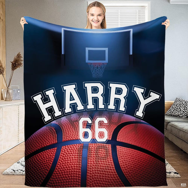Basketball arena spotlight throw blanket view 2 highlighting textured basketball and stadium floodlights