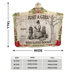Sizing diagram illustrating dimensions for the hooded wrap across multiple sizes.
