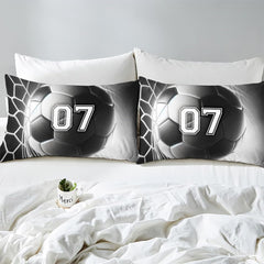 Custom Soccer Net with Number 07 Comforter Set, Machine Washable