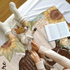 God says you are Afro woman sunflower scripture blanket showing faith artwork view 7