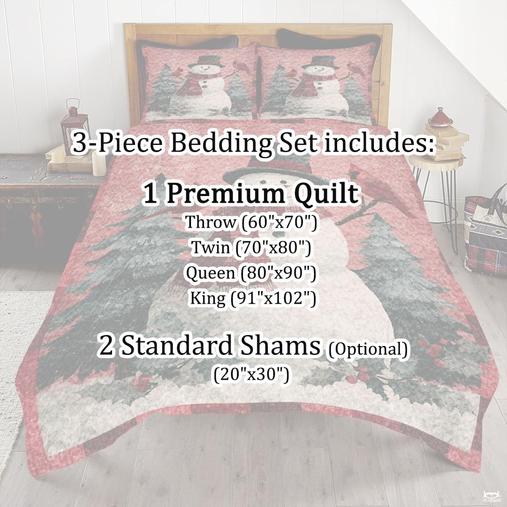 Christmas Bedding Quilt – Soft Microfiber Holiday Bedspread, Lightweight Winter Bedding, Cozy Xmas Quilts for Couch, Bedroom & Seasonal Home Decorations (Christmas Quilt-DS10)
