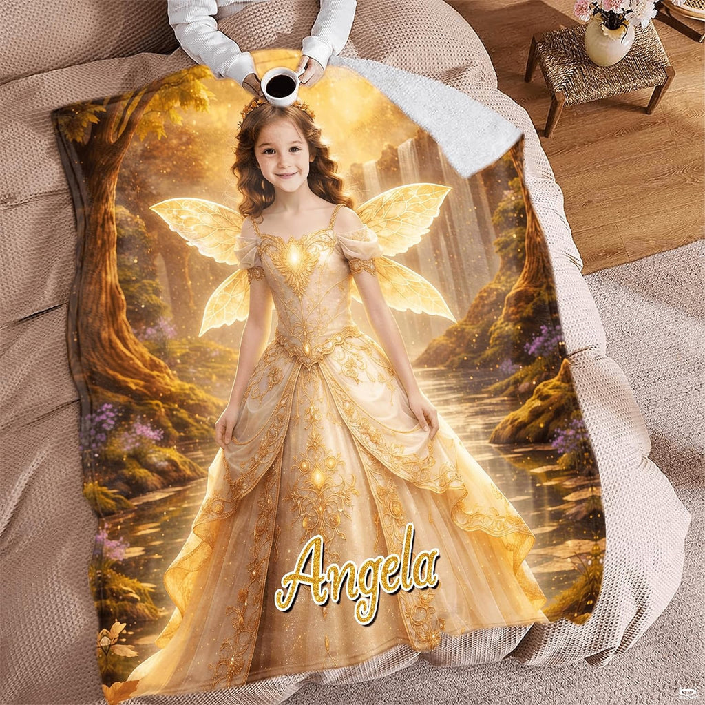 Enchanted fairy bedroom set artwork featuring glowing sparkles, bronze accents, and purple woodland botanicals.