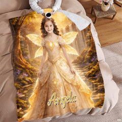 Enchanted fairy bedroom set artwork featuring glowing sparkles, bronze accents, and purple woodland botanicals.