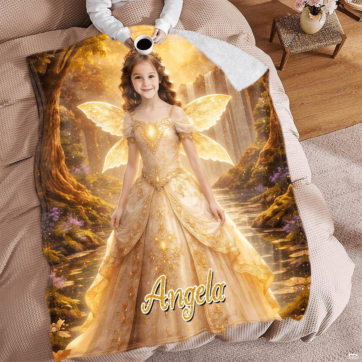 Enchanted fairy bedroom set artwork featuring glowing sparkles, bronze accents, and purple woodland botanicals.