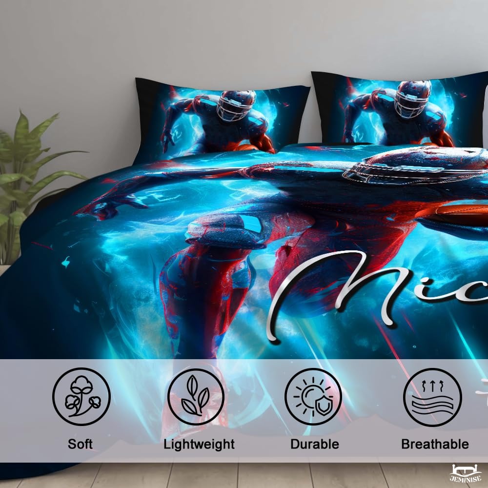 Custom Football Player Running with Ball Comforter