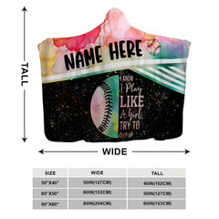 Side profile of hooded sports blanket displaying white inner lining draped over shoulders.
