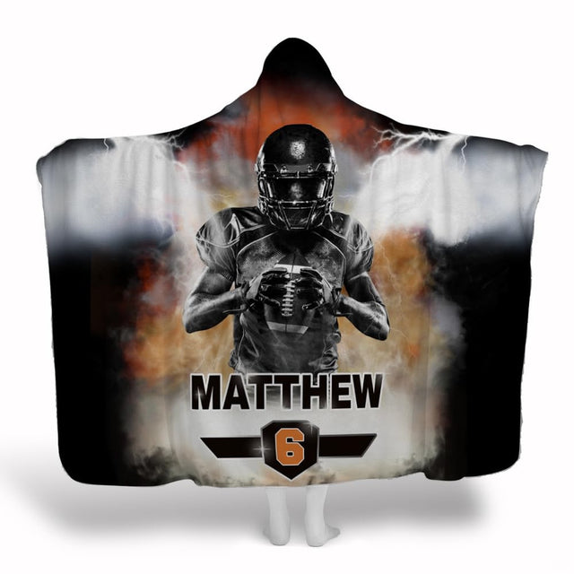 Football quarterback in lightning storm, view 1.