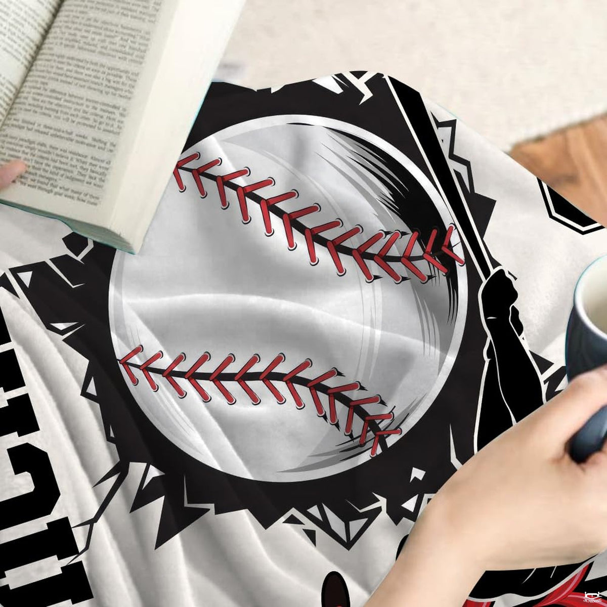thematic accent room view of sports themed bedding sets styled within a modern athletic baseball bedroom.