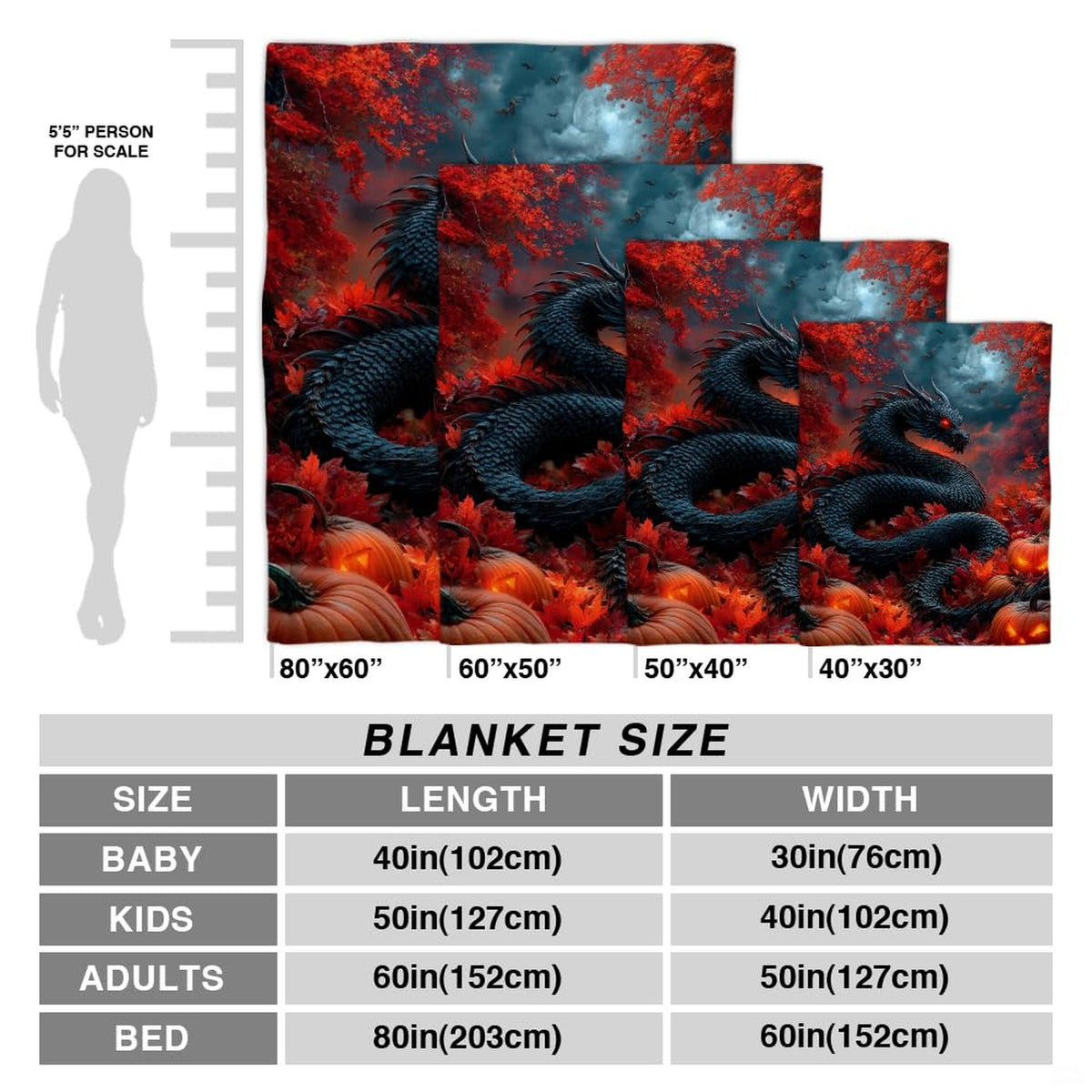Halloween fantasy throw blanket folded neatly on bedroom bench