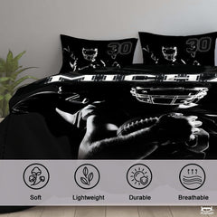 Custom Football Player Holding Ball Collage Comforter with Football Helmet