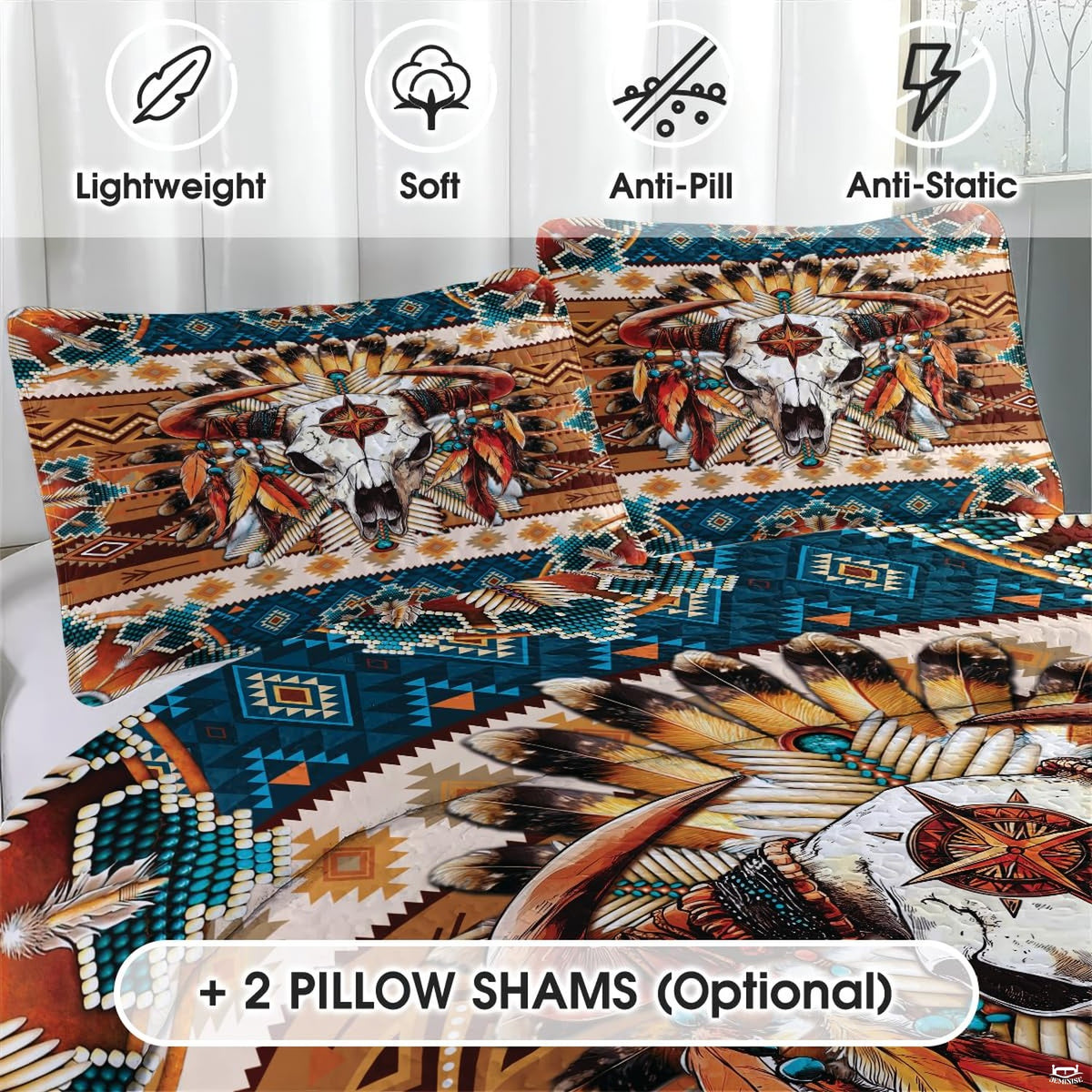 Matching pillowcase detail for southwestern bedding set showing coordinating Aztec pattern print