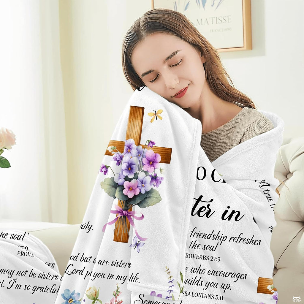Bedroom decor styling featuring botanical garden bedding with rustic cross and delicate floral border artwork.
