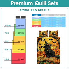 Witch Throw Quilt Set – Vintage Gothic Style Fall Bedspread for Autumn Bedroom Decor, Halloween Witch Bedding with Magical Patchwork Pattern, Soft Lightweight Quilt, Twin, Full, Queen Sizes (Color 4)