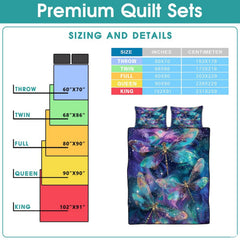 Celestial dragonfly bedding sizing infographic