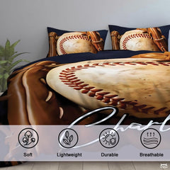 Personalized Baseball Bedding Full Size Flag Custom Name Duvet Cover Set Sport Decor Sports Comforter Bed Set (Rustic Baseball and Gloves 2)