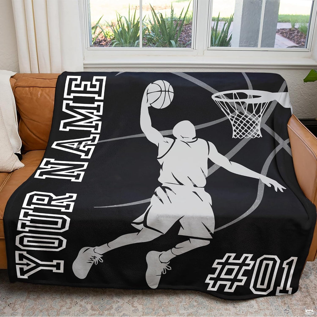 Basketball slam dunk silhouette with hoop and varsity athletic lettering, view 4.