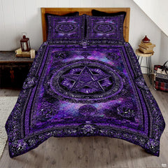 Witch Throw Quilt Set – Vintage Gothic Style Fall Bedspread for Autumn Bedroom Decor, Halloween Witch Bedding with Magical Patchwork Pattern, Soft Lightweight Quilt, Twin, Full, Queen Sizes (Color 9)