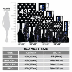Police officer city skyline flag blanket styled across contemporary bed