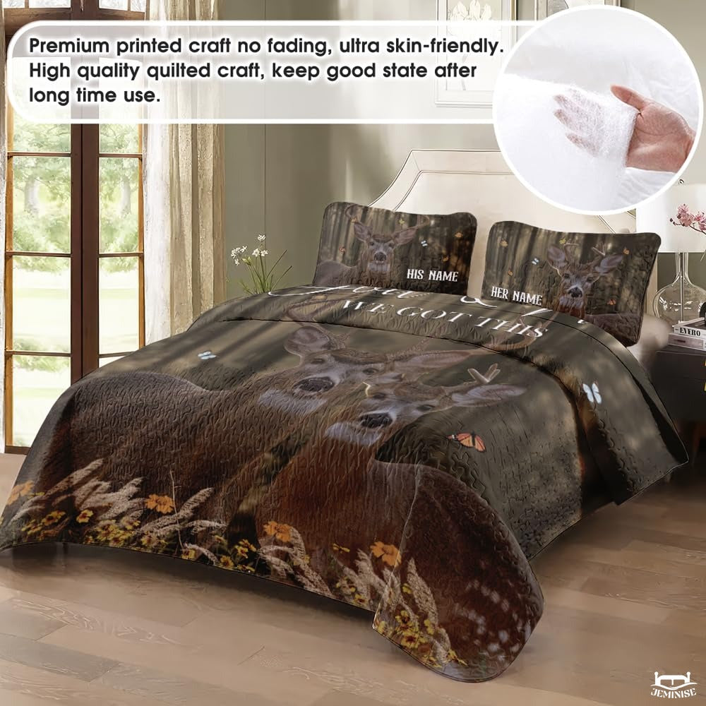 Personalized Wildlife Deer Couple in Forest Comforter