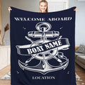 Nautical anchor and ship helm bedding set displayed in a modern bedroom setting.