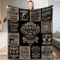 Multi-panel graphic bedding set featuring vintage typography emblems and heraldic crests in charcoal and cream.