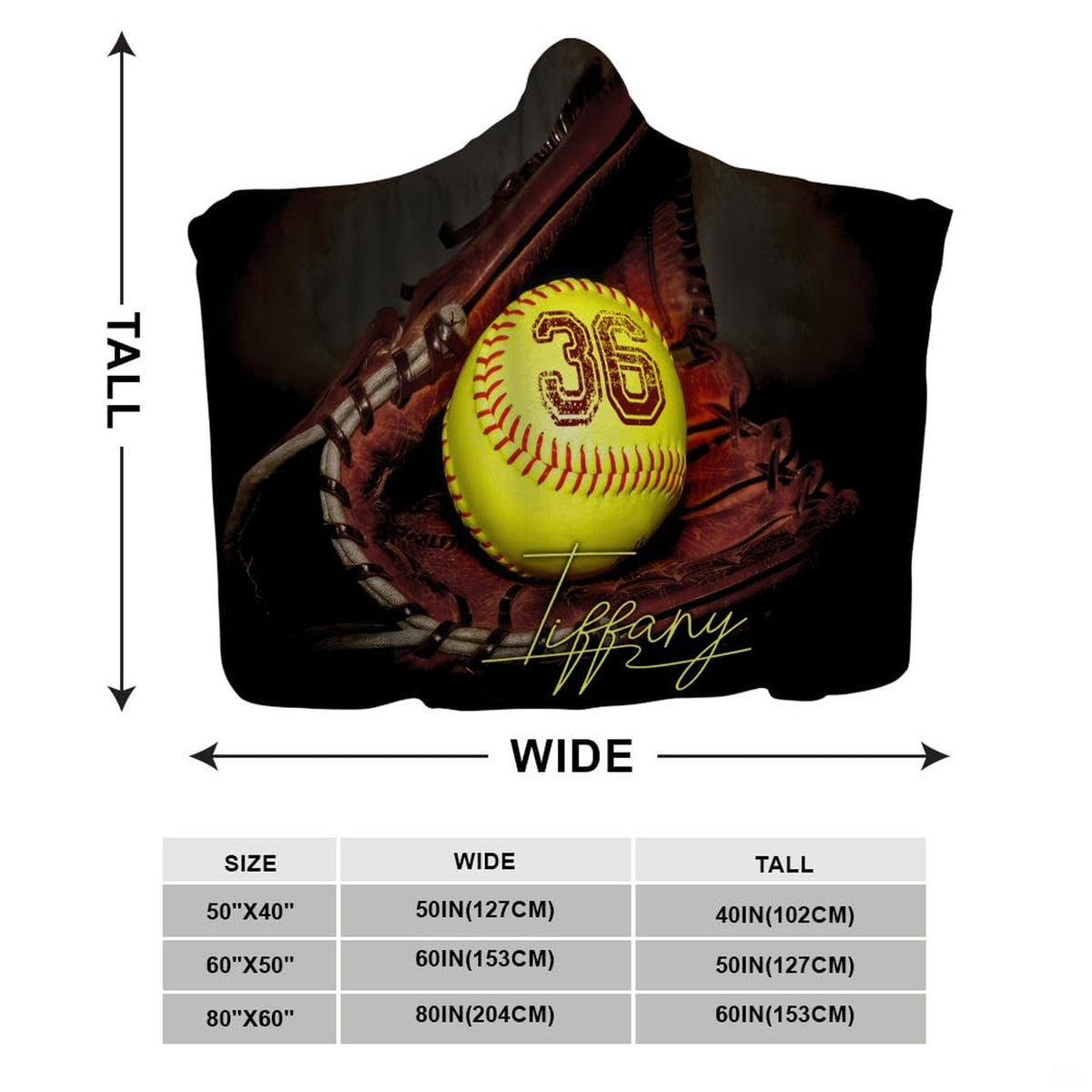 Softball and fielder mitt artwork blanket flat layout view