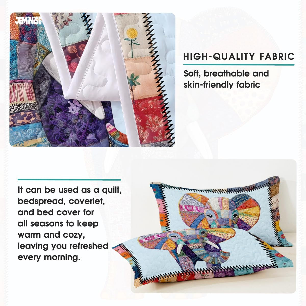 Jeminise Cat Farmhouse Quilt Set, Cozy Animal Bedding