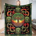 Celtic Tree of Life bedding set with intricate knotwork medallion and mystical amber glow.