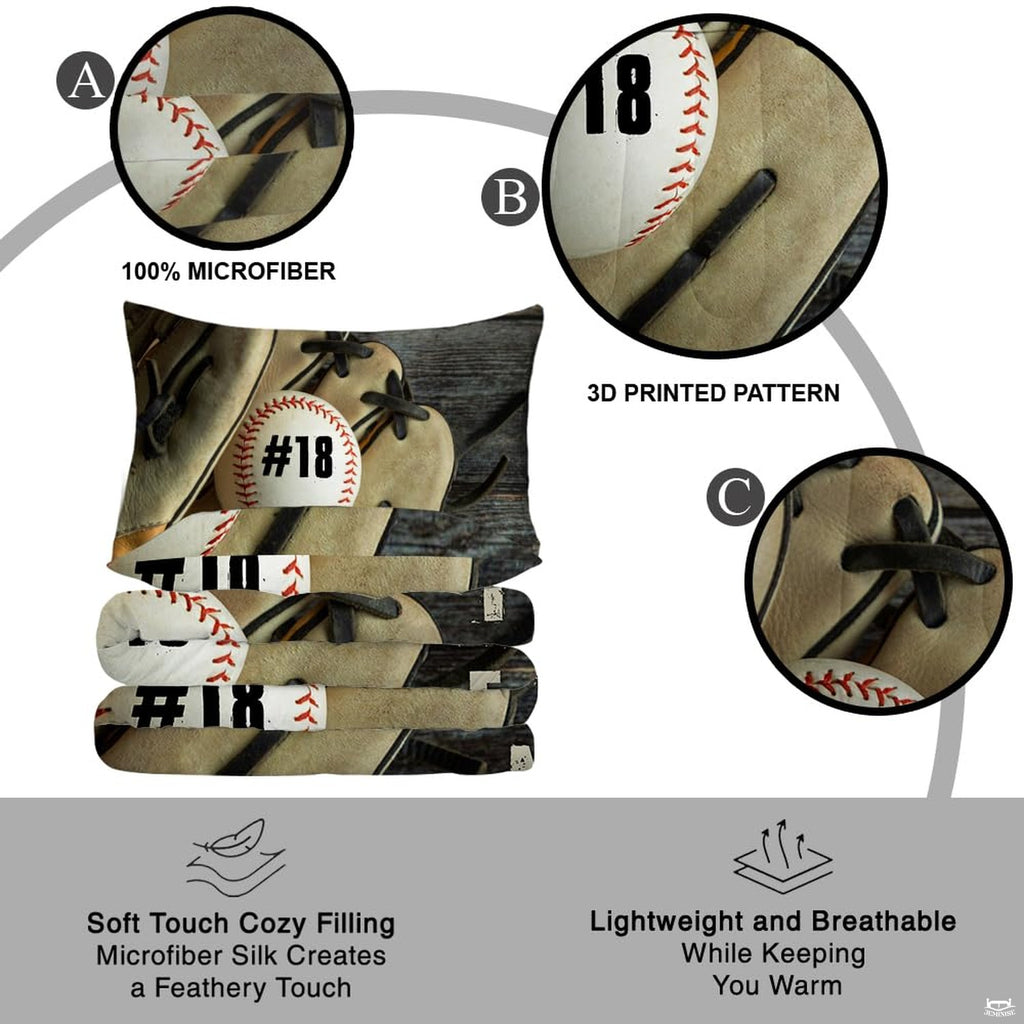 Classic baseball artwork with weathered thematic accent glove motif designed for rustic sports-themed bedroom styling.