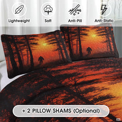 Personalized Bigfoot Forest Silhouette Quilt Sets, Machine Washable