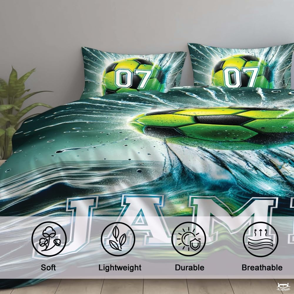 Custom Soccer Goal Splash Bedding Comforter Set, Machine Washable