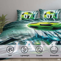 Lime green soccer ball splash net bedding with water crown dynamics - view 6