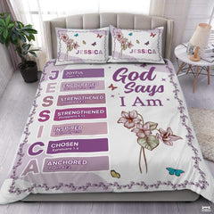 Christian Bedding Set – Inspirational Bible Verse Comforter – Religious Bedding for Women, Faith Gift for Mom, Daughter, Sister, Birthday & Religious Gifts (God Says I am #1)