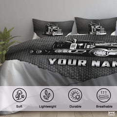 Custom Trucking Semi Truck on Textured Metallic Background Comforter