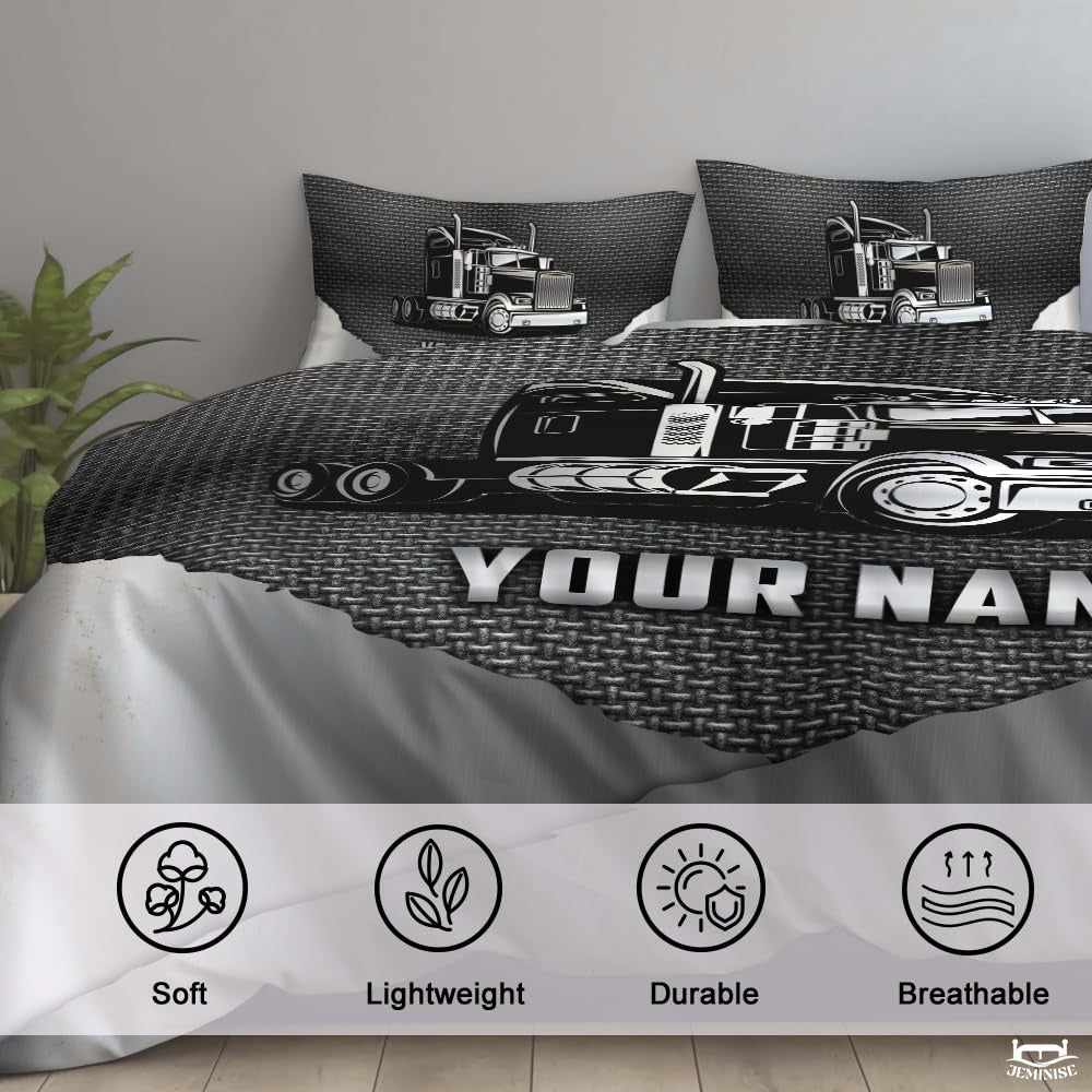 Custom Trucking Semi Truck on Textured Metallic Background Comforter