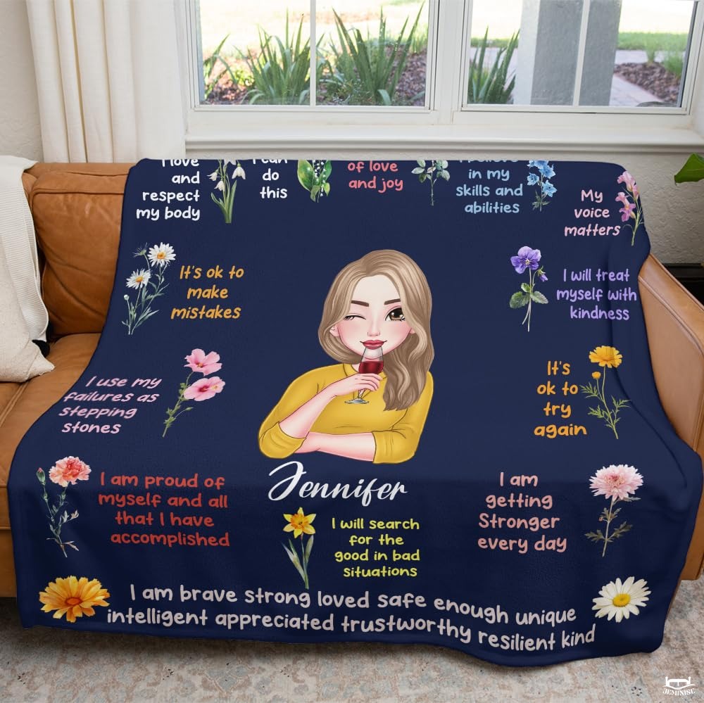 Personalized Morning Affirmations Floral Blanket, Lightweight