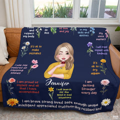 Personalized Morning Affirmations Floral Blanket, Lightweight