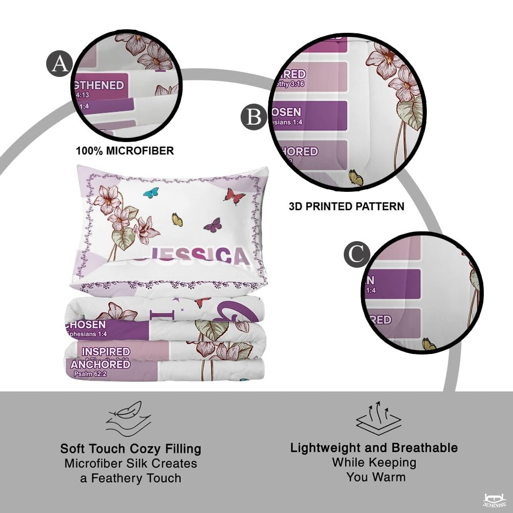 Christian Bedding Set – Inspirational Bible Verse Comforter – Religious Bedding for Women, Faith Gift for Mom, Daughter, Sister, Birthday & Religious Gifts (God Says I am #1)