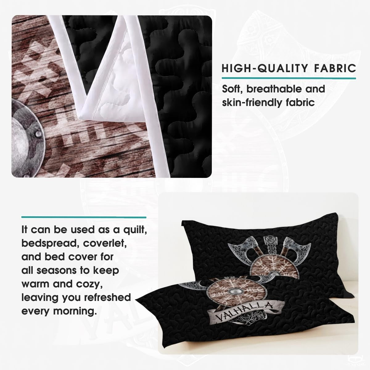 Norse Mythology Viking Shield with Crossed Axes Quilt