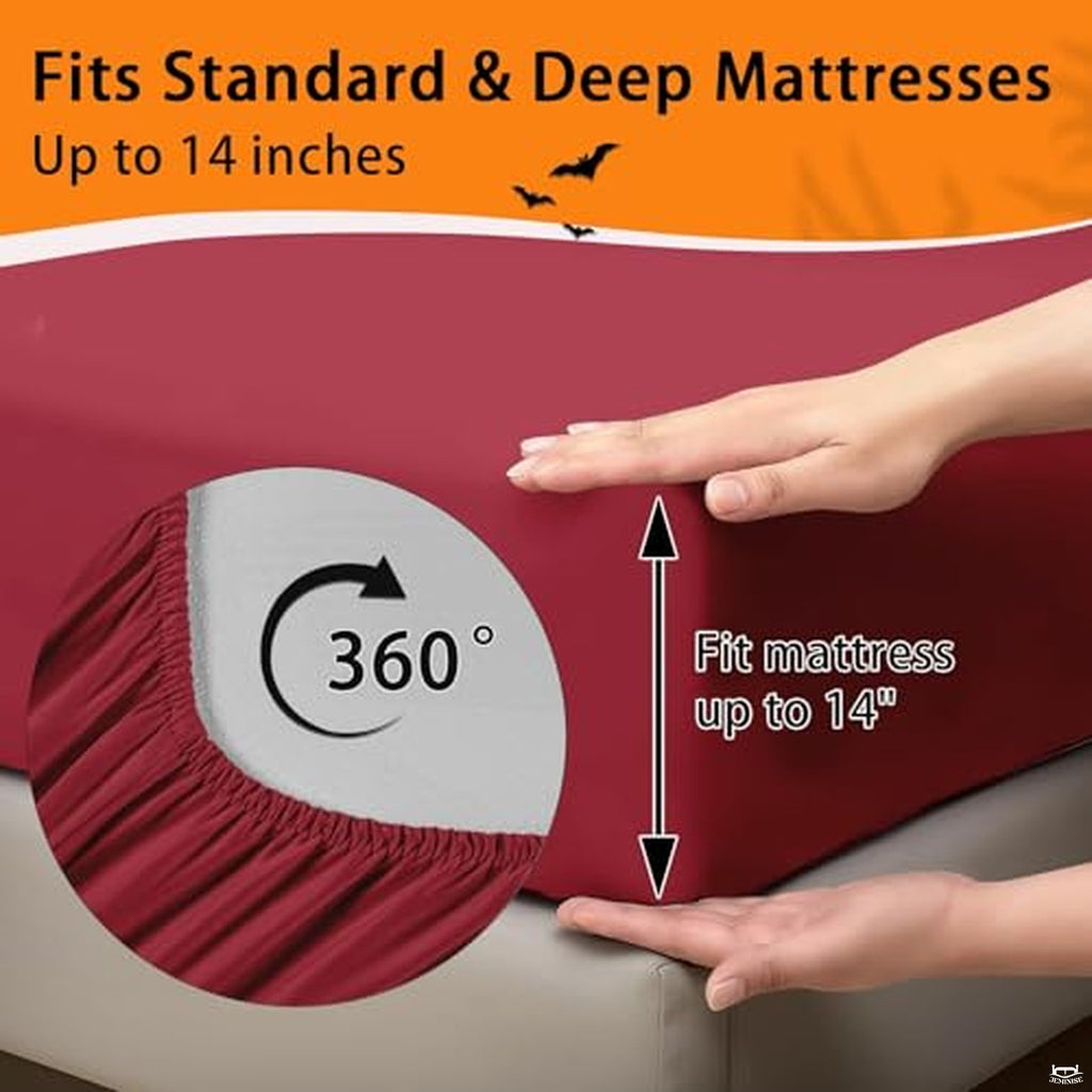 Pamnest Twin Halloween Comforter Set with Sheets, 5 Pieces Bloody Bedding