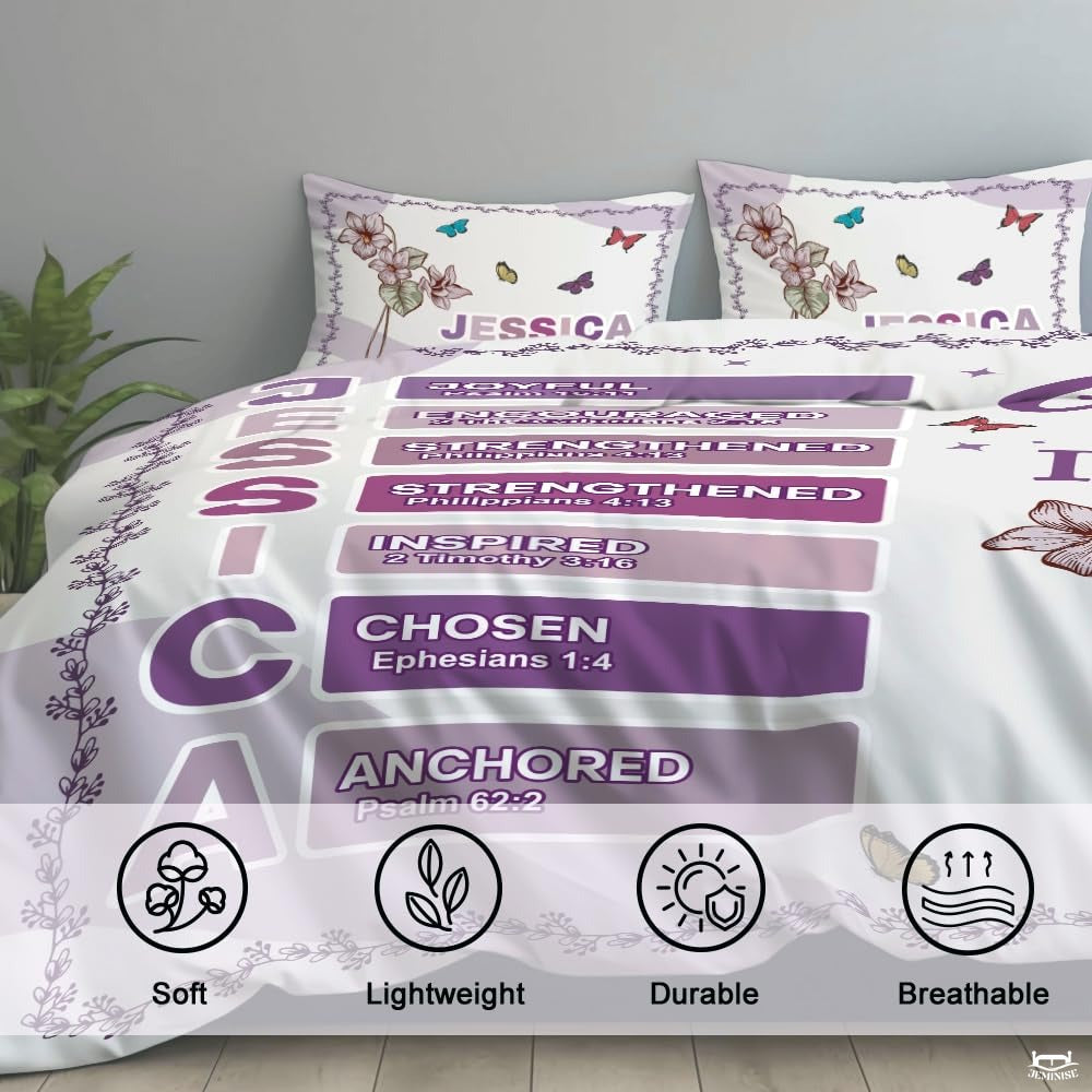 Christian Bedding Set – Inspirational Bible Verse Comforter – Religious Bedding for Women, Faith Gift for Mom, Daughter, Sister, Birthday & Religious Gifts (God Says I am #1)