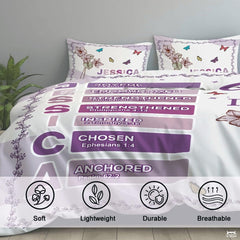 Christian Bedding Set – Inspirational Bible Verse Comforter – Religious Bedding for Women, Faith Gift for Mom, Daughter, Sister, Birthday & Religious Gifts (God Says I am #1)