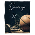 Personalized Basketball Next To Athletic Shoes Blanket with Name and Number